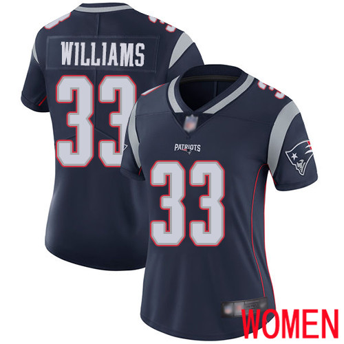 New England Patriots Football #33 Vapor Limited Navy Blue Women Joejuan Williams Home NFL Jersey->women nfl jersey->Women Jersey